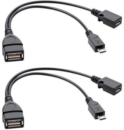 2 PCS USB-OTG Adapter Kabel Micro, USB-Stecker auf Buchse Stromanschluss, USB OTG Kabel für externe Festplatten, USB-Sticks, Tastaturen & Mäuse, Micro USB OTG Adapter für Smartphones, Tablets