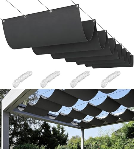 Vela Ombreggiante a Onda Retrattile 4x3M Impermeabile Tenda da Sole per Esterno Antivento Telo Parasole con Occhielli Tenda a Vela Parasole per Serre Terrazze Giardino Balcone Grigio scuro