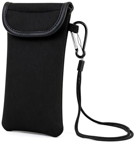 Merzio Universal Neoprene Phone Pouch, Waterproof Mobile Phone Sock with Neck Strap and Carabiner, Shockproof Sleeve Bag Pocket for Hiking and Travelling, Fits Devices Up to 6.7 Inches Multicolor