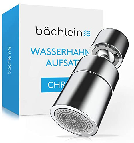 Bächlein Universal Wasserhahn-Aufsatz in Chrom mit zwei Strahlarten - Drehbarer Wasserhahn-Luftsprudler für Küchenarmaturen