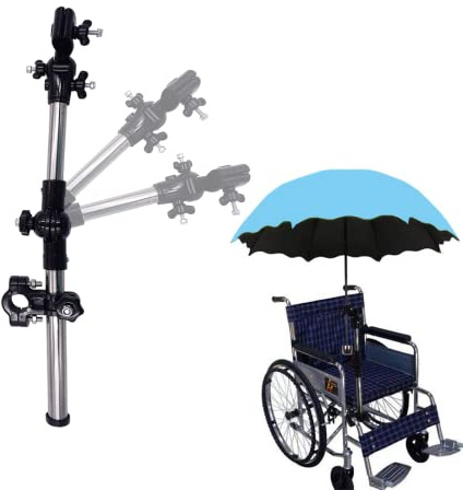 180° Adjustable Umbrella Holder,Umbrella Mount Holder, Umbrella Clamp Bike Umbrella Stretch Mount Stand Holder for Wheelchair, Bicycle, Walker, Rollator