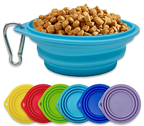 Silikon Hundenapf inkl. Karabinerhaken ideal für unterwegs 250ml für Hunde und Katzen Futternapf Trinknapf Wassernapf Reisenapf (Hellblau)
