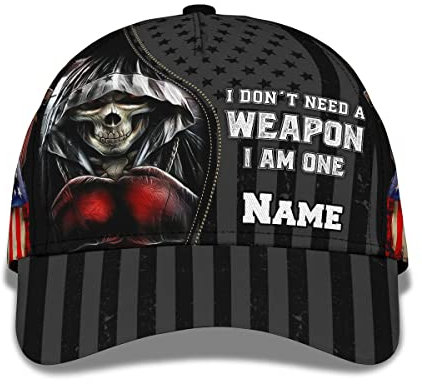 934 Trucker Baseballcap Ich Brauche Keine Waffe, Ich Bin EIN Schädel-Skelett-Boxer Schirmmütze Basecap Verstellbare Sonnenblende Mütze Baumwolle Baseball Cap Für Running, Tennis, Golf