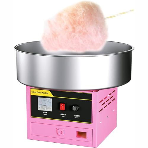 CYMYYDS 1200W Cotton Candy Maker, Commercial Cotton Candy Floss Machine, Stainless Steel Fancy Cotton Candy Making Machine for Birthday Party,Pink