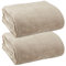 simpa Super Soft Beige Fleece Throw - Warm Thermal Sofa Blanket, 130 x 170cm - Set of 2