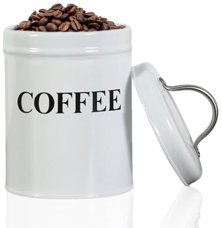 Yarteim Kaffeedose Luftdicht 0,75 L Kaffeebohnen Behälter Weiß Vorratsdosen, Kaffeebehälter Luftdicht mit Griff, Kaffee Aufbewahrung, Kaffee Dose für Tee Nüsse Kakao Länger und Frisch Bleiben