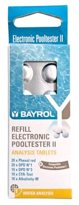 BAYROL Recarga electrónica de piscina probador II – 20 x DPD1-10x DPD3-20x Phenol Red – 10 x CyA – 10 x Alka-M pastillas reactivas