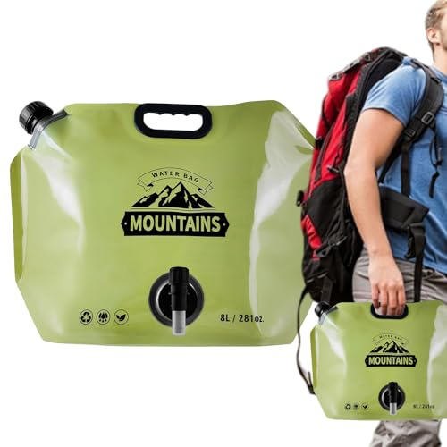 Sac de stockage d'eau - Carafe à eau pliable de 8 l - Sac de rangement étanche avec réglable pour le camping, le sport, la pêche et les activités de plein air