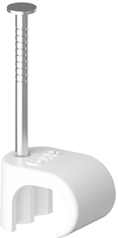 Temolink Kabelschellen, 100 Stück Nagelschellen, 6x9 mm, 304 Edelstahl, Kabelmanagement für Telefon und Ethernetkabel, Stromkabel, Rohr, Weiß