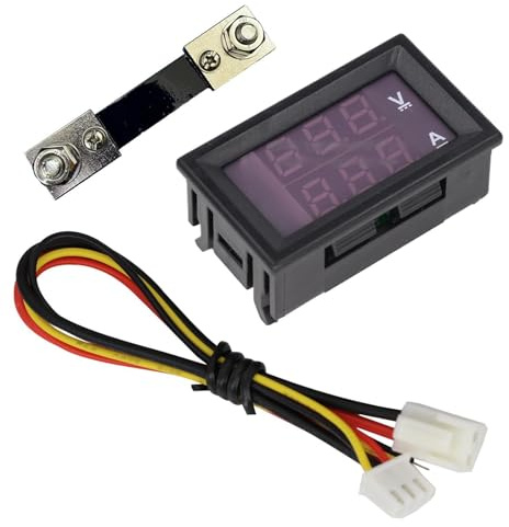 Voltímetro de amperímetro digital | 1.89 pulgadas Medidor de corriente de voltaje | DC 100V 10A/100A Pantalla Multímetro Amperio | Pantalla LED de dos colores Protección de polaridad inversa rojas