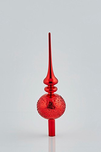 Puntale albero di Natale EDG vetro rosso H31 cm