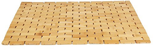 Mind Reader BAMAT-BRN Luxury Roll Up Shower Bath Mat, Anti-Slip Mat, Environment Friendly Bamboo, Brown