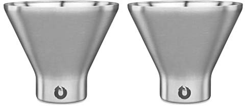 Snowfox Premium Vacuum Insulated Stainless Steel Martini Glass, Set of 2, Martinis Stay ICY Cold, Stemless Cocktail Glasses, Elegant Home Entertaining, Bold Beautiful Barware Set, 8 oz