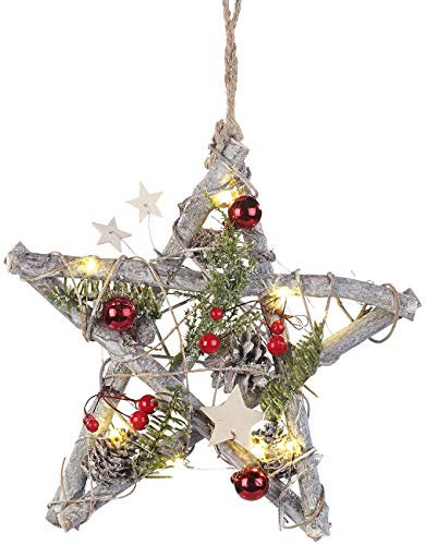 Britesta Leuchtstern: Deko-LED-Stern aus Nussholz mit echten Pinienzapfen, handgefertigt (Weihnachtsstern Deko, LED-Weihnachtsstern, Weihnachtsbeleuchtung)