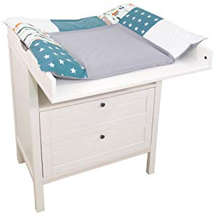 ULLENBOOM ® Wickelauflagenbezug 75x85 cm Waldtiere Petrol (Made in EU) - abnehmbarer Bezug für Wickelauflage 85x75, Baby Überzug für Wickelunterlage aus Baumwolle, Wickelbezug für Wickeltisch