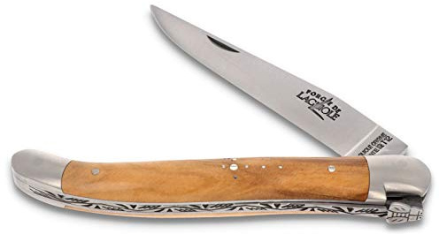 Forge De Laguiole Taschenmesser - 11 cm - Griff Olive Olivenholz - Klinge 9 cm und Backen matt - Hochwertiges Messer Frankreich