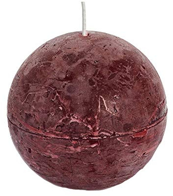 Spaas Lot de 6 bougies boules rustiques non parfumées 80 mm ± 24 heures Rouge vin