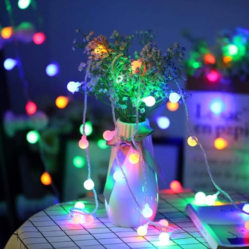Fulighture Lichterkette Batterie, 5M 40er Stern lichterkette Innen 2 Modi | Bunt Lichterkette Kugeln, IP65 Wasserdicht, LED Lichterkette für Party , Camping, Garten, Balkon Deko