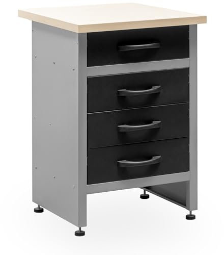 METALLMOBELL - Banco da Lavoro Officina | 60x60x84cm, con Cassetti | Tavolo da Lavoro Garage, Banchetto da Lavoro, Banco da Falegname, Banco da Lavoro Garage, Banco Lavoro MB05G