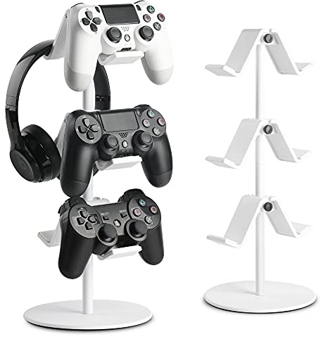 KELJUN Controller-Halterung, Weiß, Headset-Halterung, toller 3-stöckiger Controller-Kopfhörer-Organizer für alle Headsets Xbox One 360 Switch PS4 PS5 (elegantes Weiß)