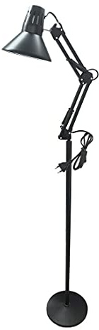 Gloriashoponline LAMPADA PIANTANA DA TERRA PORTA LAMPADINA E27 CASA UFFICIO LUME NERO
