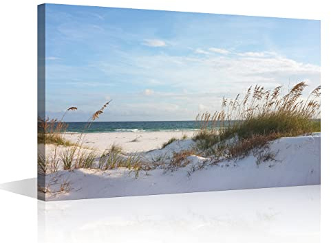 Beach Seascape Canvas Wall Art Coastal Picture Artwork with Weeds Ocean Nature Landscape for Bedroom Wall Decorations For Living Room Hang Pictures Wall Artwork（8x12in