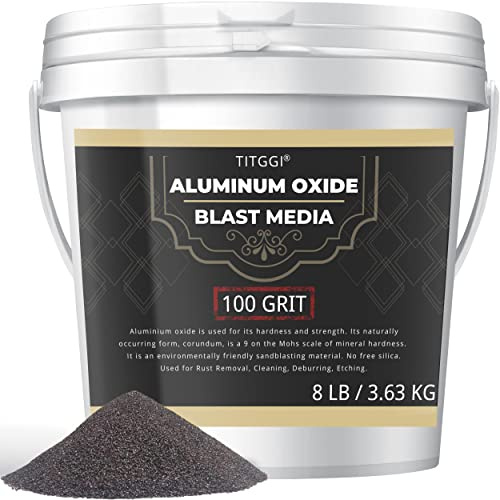#100 Grit Aluminum Oxide Blast Media (8 LBS/3.6kg) - Premium Long-Lasting Sand Blasting Media, High Abrasive Force Sand Blaster Sand for Metal, Sandblasters, Blasting Cabinet, Blasting Guns -by TITGGI