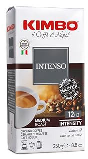 Kimbo 250 g Caffè Macinato, Intenso | 1 Confezione da 250 g di Caffè Macinato, Ideale per Moka, Intensità 12/13, Tostatura Media