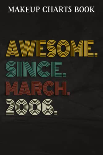 Makeup Charts Book :Awesome Since March 2006 16 Years Old 16th Birthday Gift: Gifts for Women:Makeup Eyes and Face Charts Model Size 6x9 110 Blank ... to ... Design (Makeup Artists Portfolio No