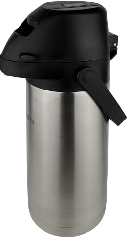 Pioneer 1,9 l rostfritt stål med spak, läckagesäker termos för varma och kalla drycker, enkel pumpdispenser för evenemang med kaffemärkning