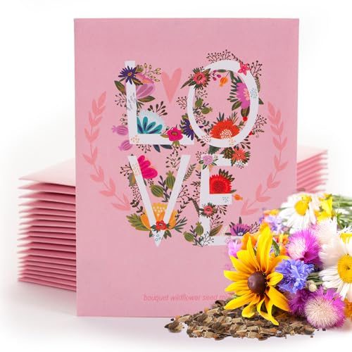 Love Bouquet Wildflower Packets, 25 Packets for Planting - Garden Seeds to Grow Live Plants - A Beautiful Valentines Gift - Bentley Seed Co.
