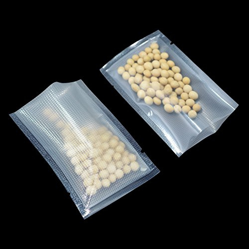 WACCOMT Pack 100 stycken vakuum poly plast förpackning påsar 8 x 12 cm | Öppen ovansida, varmförsegling, nylonplast, mat, förvaring förpackning