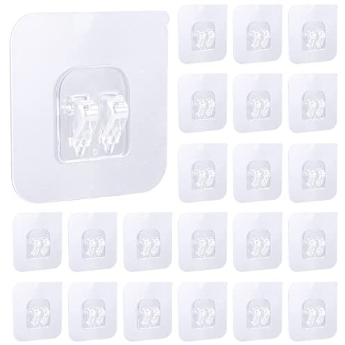 Yafe 30 Stück Selbstklebende Haken Transparent, 5.8 x 5.8cm klebehaken Transparent Ohne Bohren Heavy Duty 10kg (Max) für Küche Badezimmer Wand Büro