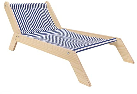 Hamaca para Gatos Cama para Gatos con Marco de Madera, Rascador de Sisal, Columpio Cama Elevada para Gatitos, Evita Sacudidas, para Todas Las Estaciones (Sillón de Playa)