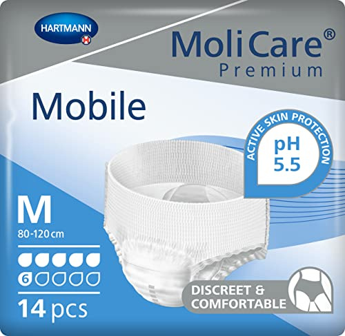 MoliCare Premium Mobile Einweg-Unterhosen: diskrete Anwendung für Damen und Herren mit Inkontinenz, 6 Tropfen, Größe M, 14 Stück