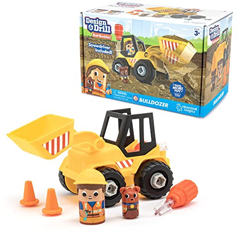 Learning Resources Design & Drill Schrauberkumpel Planierraupe, Spielzeug zum Auseinanderbauen, mit Schraubendreher, Mint-Spielzeug für die Vorschule, für Jungen und Mädchen ab 3 Jahren
