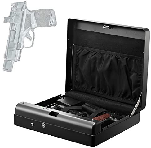 SONLED Biometric Gun Safes for Pistols, Gun Safe, Quick-Access Pistol Safe, Portable Fingerprint Handgun Safe Gun Lock Box for Home Bedside Nightstand Car