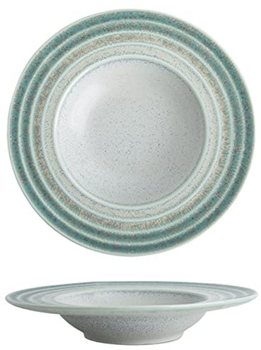 Meiiron Ciotole bordate da 1 Pezzo, Ciotola con Bordo Largo Filo Verde Chiaro Antico, Piatto Fondo, Piatto da Insalata, stoviglie con Bordo Largo (Size : 9)