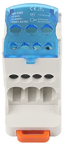 Lwuey Morsettiera di Distribuzione DIN,UKK 80A Scatola Giunzione Terminale Alimentazione Universale Quadro Elettrico Blocco con Couvercle Transparent per Connettore Cavo Scatole Armadi Alta Tensione