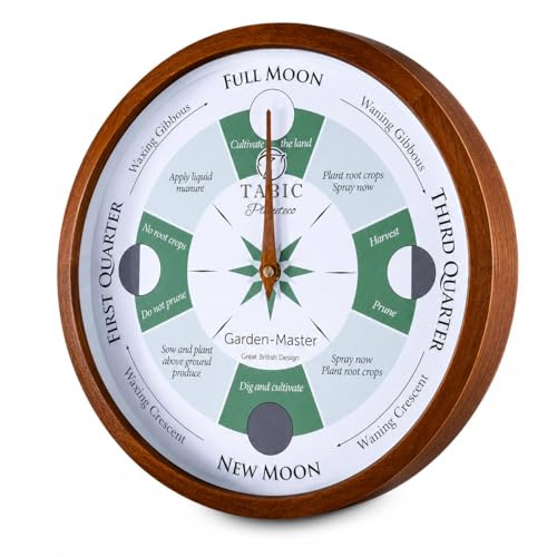 Tabic Planeteco Garden Master - Moon Gardening Clock - farmers almanac and lunar cycle -Essential Gardening Tool for Biodynamic & Organic Gardening - Transform Your Garden - Dark Stain