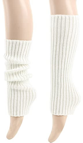 Strick-Beinstulpen Beinwärmer für Eighty's Party Sport Yoga Pailletten Beinwärmer für Frauen, weiß, One size