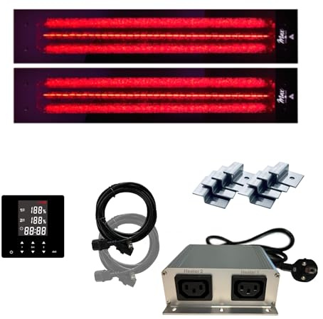 Frameless InfraROTmed MAX© Deep Heat Heater + Control Icon 2 Touch, Infrared Heater for Sauna and Infrared Cabin, Full Spectrum Heater (2x 1300W + Control + SW)