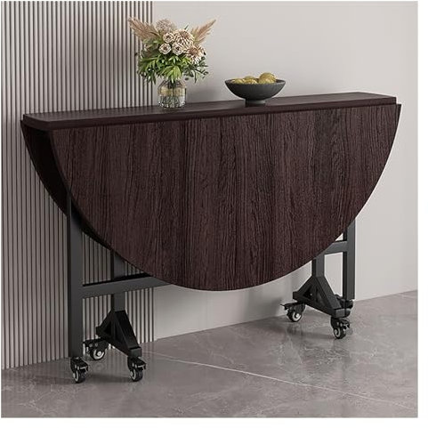 Klappbarer Esszimmertisch Mit Riemenscheibe, Mobiler Klappbarer Esstisch, Erweiterbarer Küchentisch, Platzsparende Ausziehbarer Kompakter Esstisch, Für Studie, Schlafzimmer, Balkon ( Color : Walnut co
