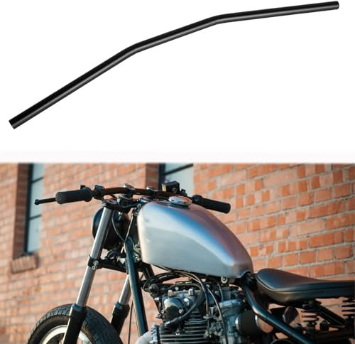DREAMIZER Manubrio per Moto 25mm 1 Manubrio Curvatura Bassa Universale per Cafe Race Bobber Motocross Dirt Pit Bike ATV Ebike, Nero
