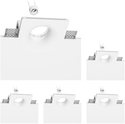 ledscom.de 5 Stück Deckeneinbauleuchte GIEDI, Gips, weiß matt, 12 x 12cm, 1x GU10 max. 15W