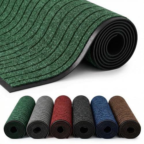 Cozy Haven Rubber Doormat – Outdoor & Indoor Heavy Duty Washable Non-Slip Doormat for Kitchen Garden, Inside & Outside Floor Mats, Waterproof and Dirt Trapper Entrance Doormats (50x90 cm, Green)