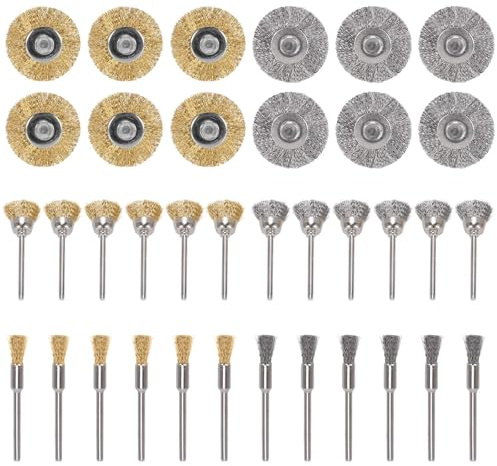 Zythrem 36Pcs Steel Wire Brush Wheel Wire Brushes Wheel Cup Brush Wire Brush Polishing with 3 Different Sizes for Drill Rotary Tool Removal Rust Paint Grinding Sanding Polishing