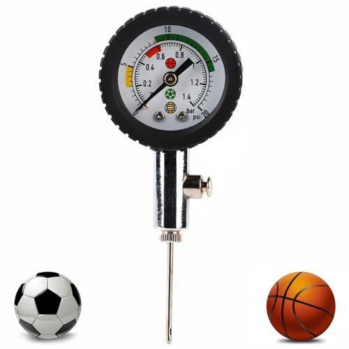 Ball Manometer, Ballpumpen Luftdruckmesser | Für Fußball, Basketball & Volleyball, Präzise Messung, Tragbar, Einfach Ablesbar