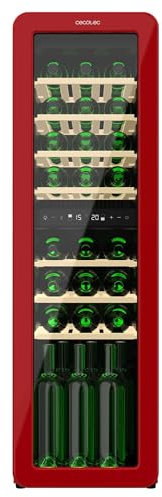 Cecotec Vinoteca 30 Botellas Retro Bolero Grandsommelier Origin Duo 30 Hit Red. Acavado En Rojo 2 Zonas De Temp. (5-12ºC, 12-20ºC), Control Led, NoFrost, Estantes Madera, Luz Interior, Ventilación