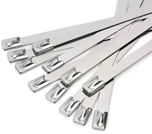 10mm Stainless Steel Metal Cable Ties, Self-Locking Metal Zip Tie，20cm-120cm Long Multifunctional Locking Cable Tie, 20Pcs(600mm)